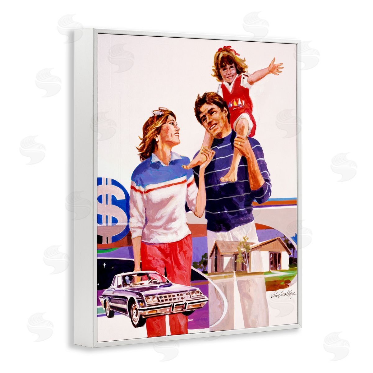 Wind River Studios Retro Family Nostalgia Portrait White Framed Giclee Print Wall Art