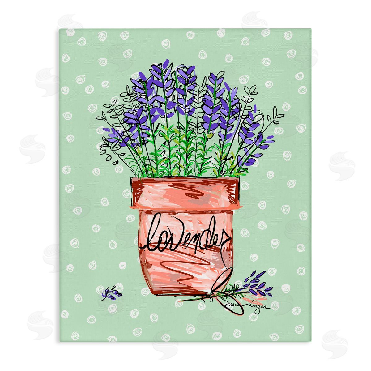 Susan Lugar Lavender Herb in Pot Canvas Wall Art Print