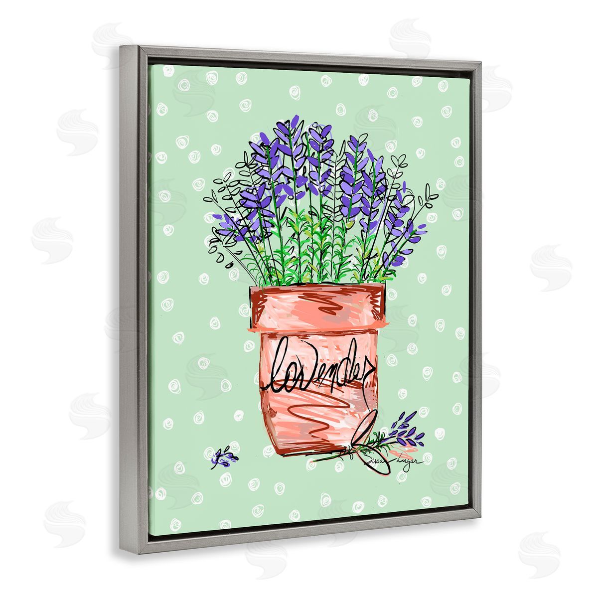 Susan Lugar Lavender Herb in Pot Canvas Wall Art Print