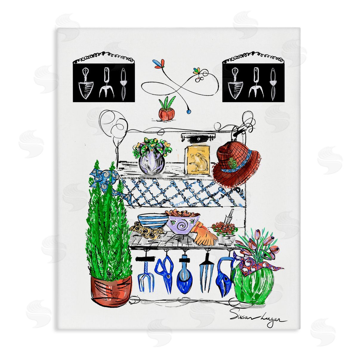 Susan Lugar Spring Gardening Potting Shed Canvas Wall Art Print
