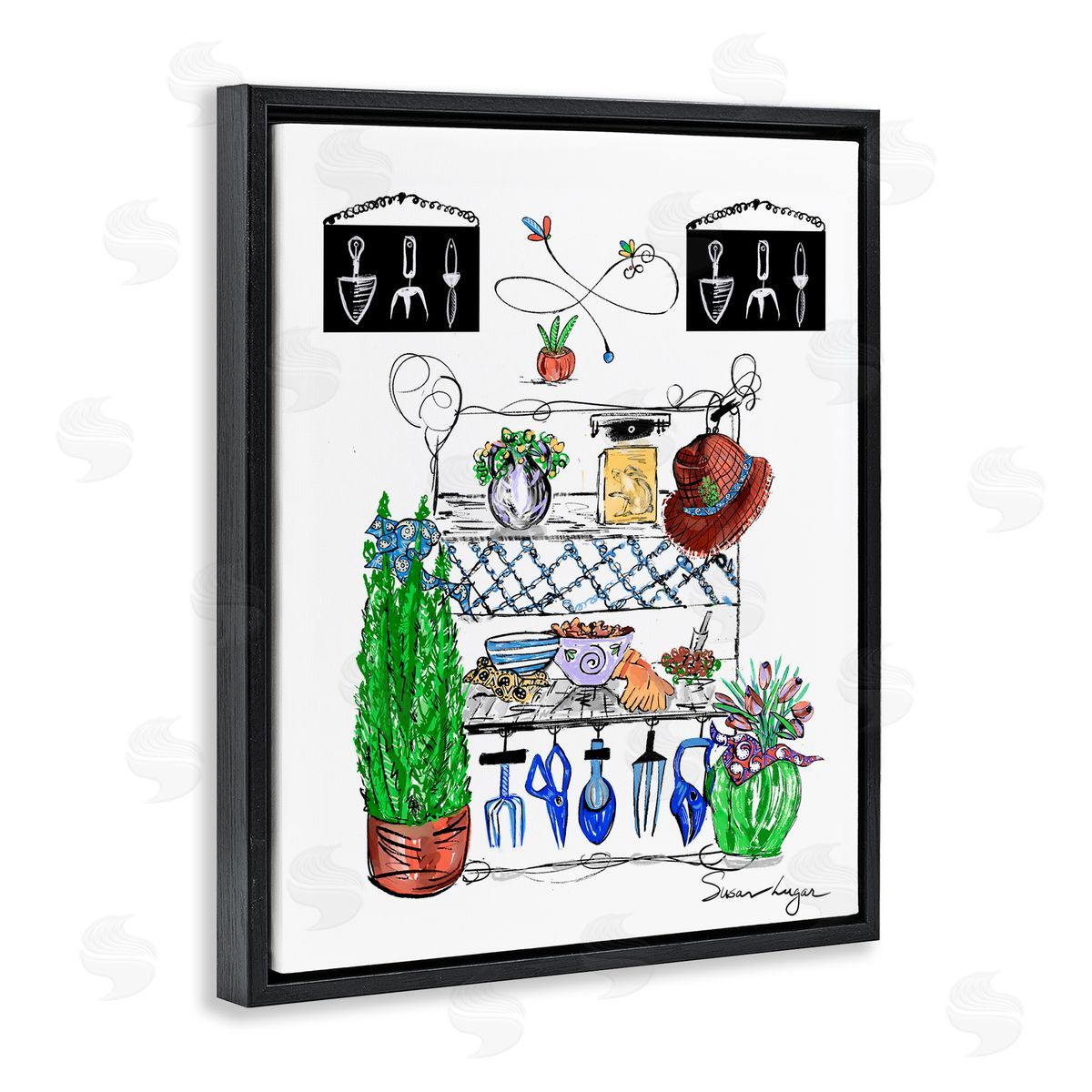 Susan Lugar Spring Gardening Potting Shed Canvas Wall Art Print
