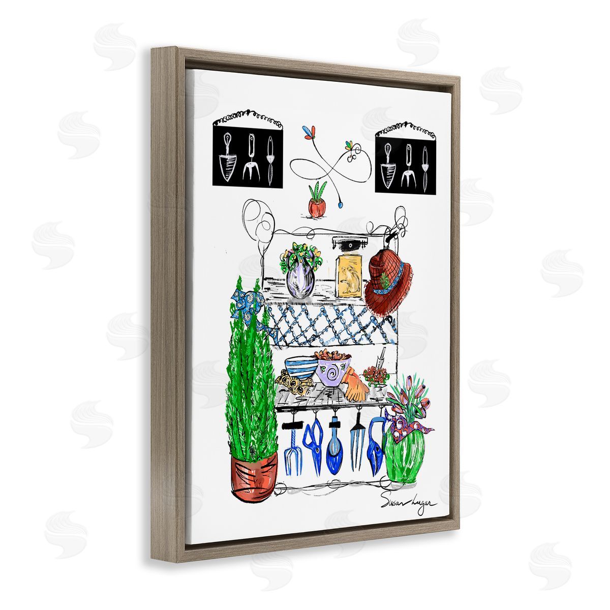 Susan Lugar Spring Gardening Potting Shed Canvas Wall Art Print