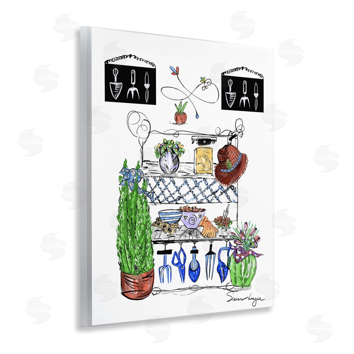 Susan Lugar Spring Gardening Potting Shed Canvas Wall Art Print