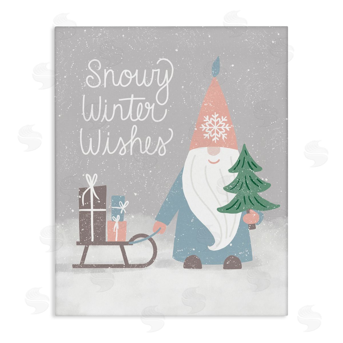 Jilly Jack Designs Snowy Winter Wishes Gnome Canvas Wall Art Print