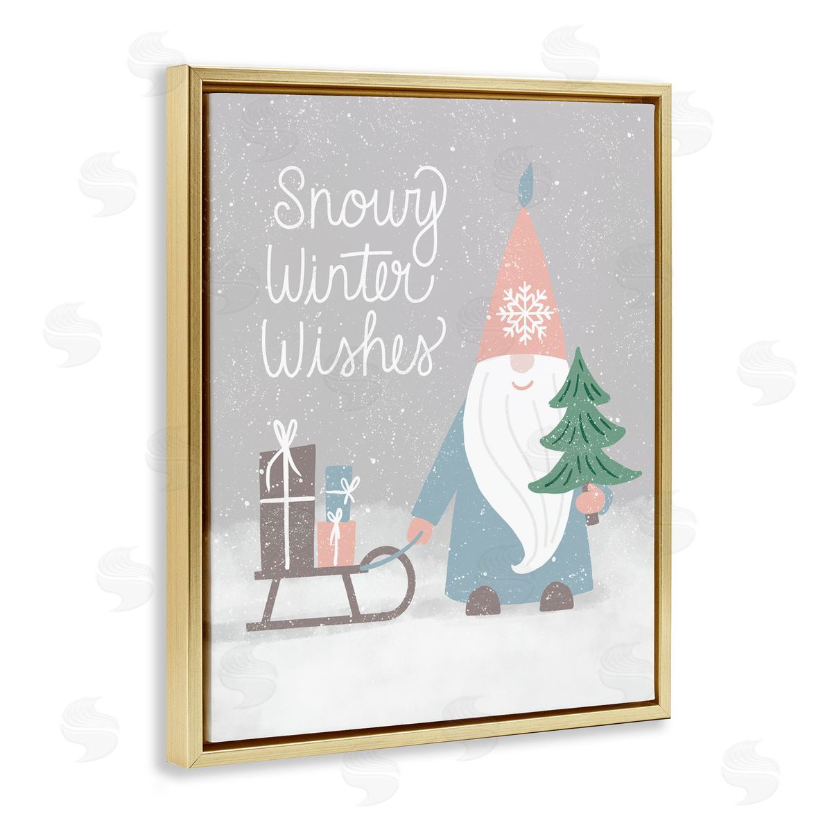 Jilly Jack Designs Snowy Winter Wishes Gnome Canvas Wall Art Print