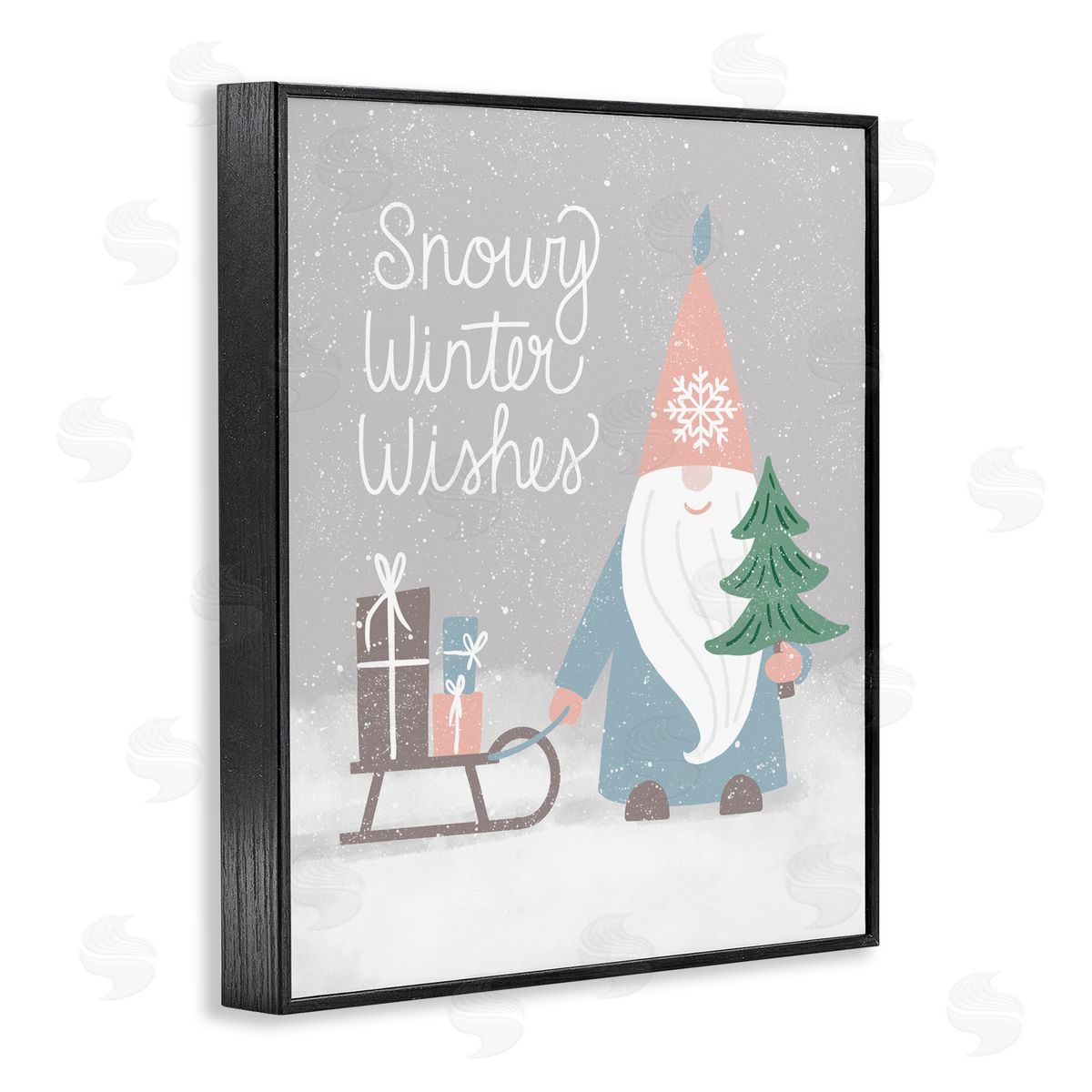 Jilly Jack Designs Snowy Winter Wishes Gnome Canvas Wall Art Print