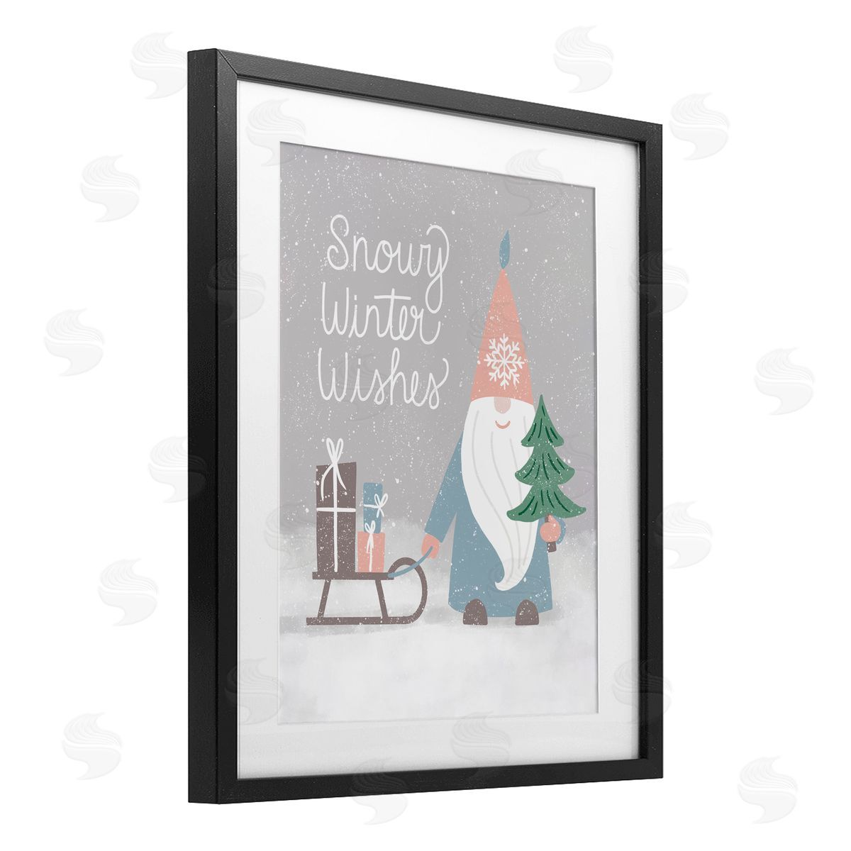 Jilly Jack Designs Snowy Winter Wishes Gnome Canvas Wall Art Print