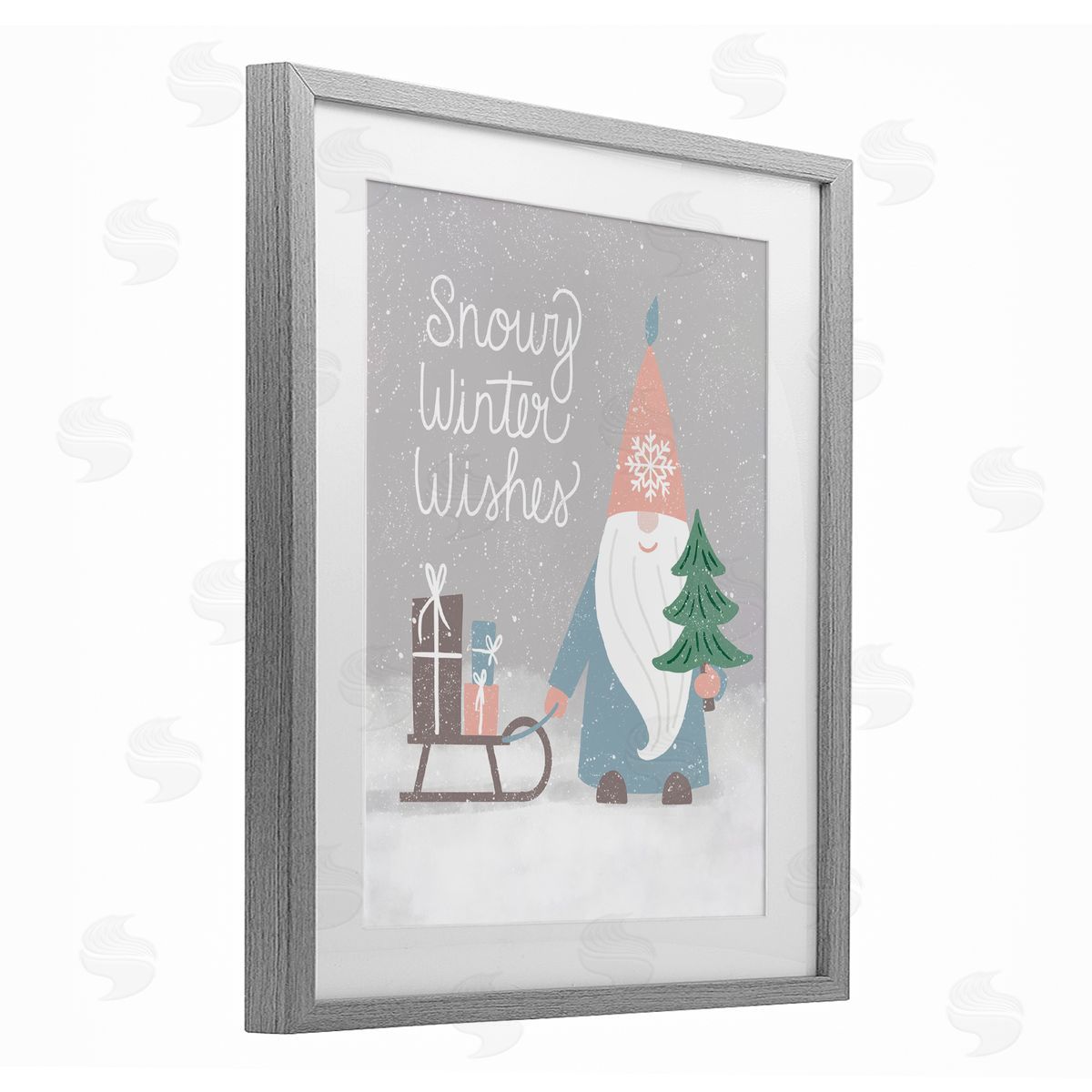 Jilly Jack Designs Snowy Winter Wishes Gnome Canvas Wall Art Print