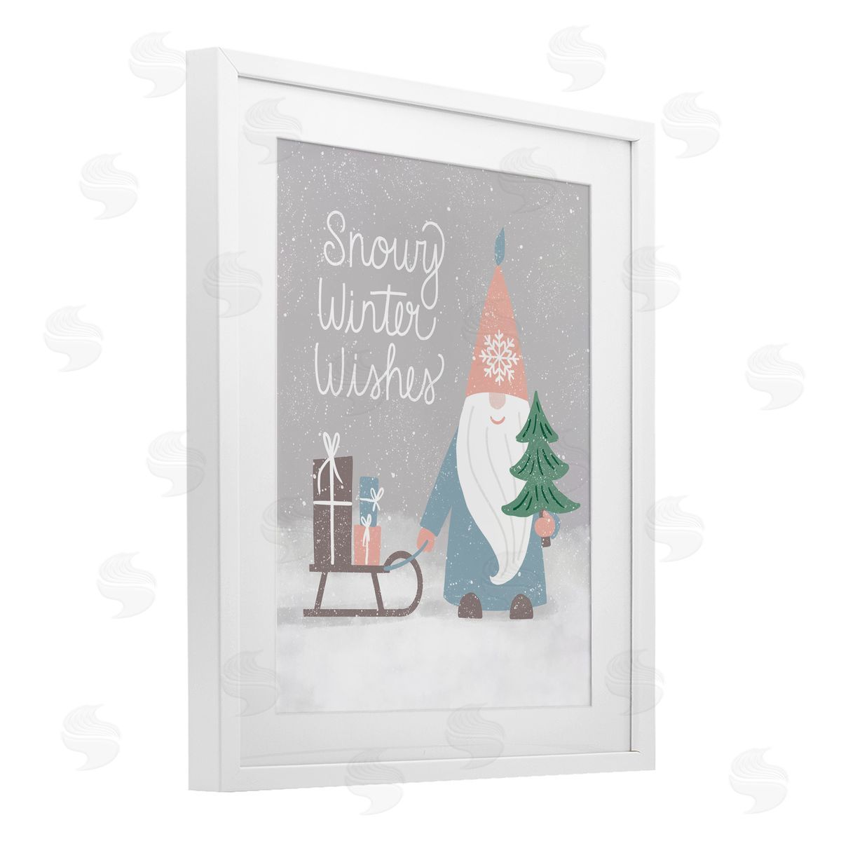 Jilly Jack Designs Snowy Winter Wishes Gnome Canvas Wall Art Print