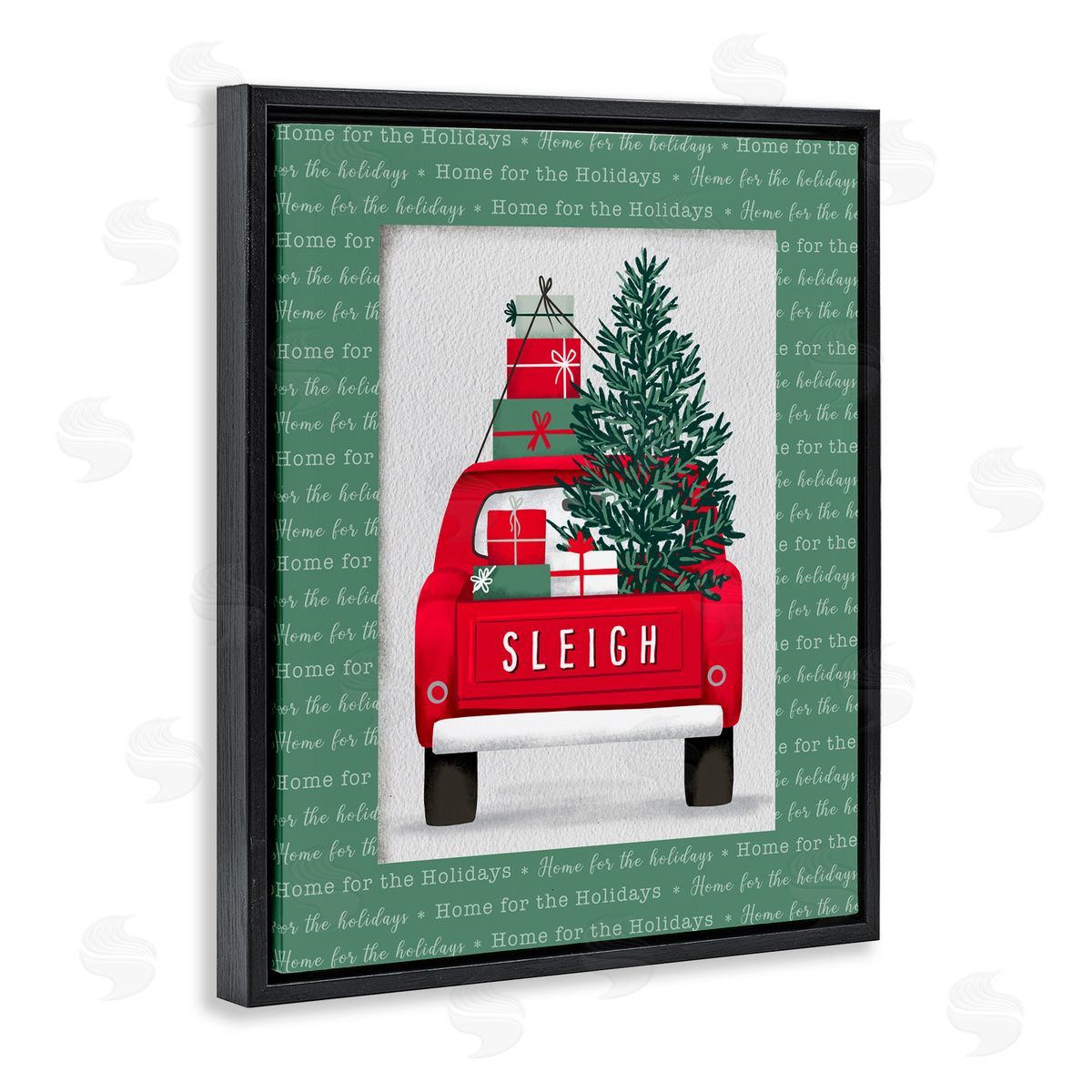 Jilly Jack Designs Sleigh Truck with Christmas Phrases Canvas Wall Art Print