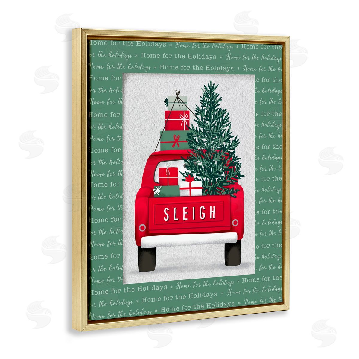 Jilly Jack Designs Sleigh Truck with Christmas Phrases Canvas Wall Art Print