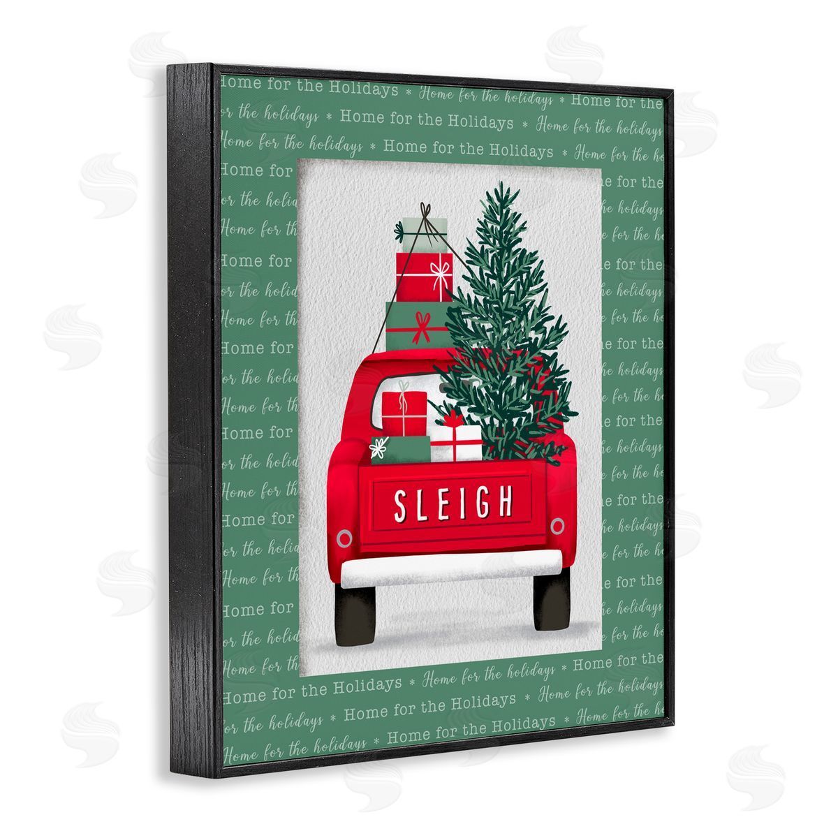 Jilly Jack Designs Sleigh Truck with Christmas Phrases Canvas Wall Art Print