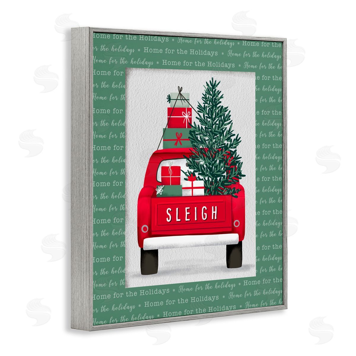 Jilly Jack Designs Sleigh Truck with Christmas Phrases Canvas Wall Art Print