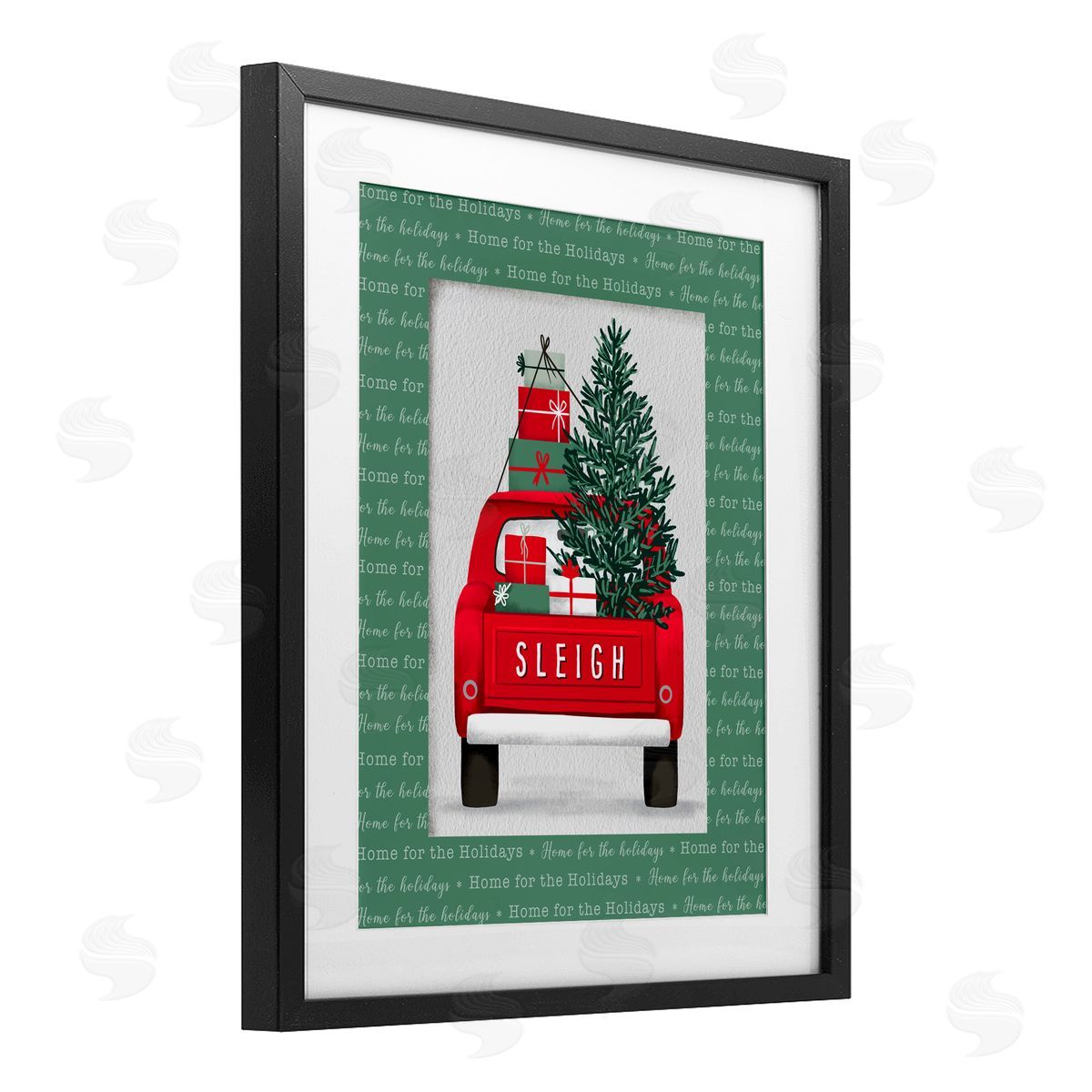 Jilly Jack Designs Sleigh Truck with Christmas Phrases Canvas Wall Art Print