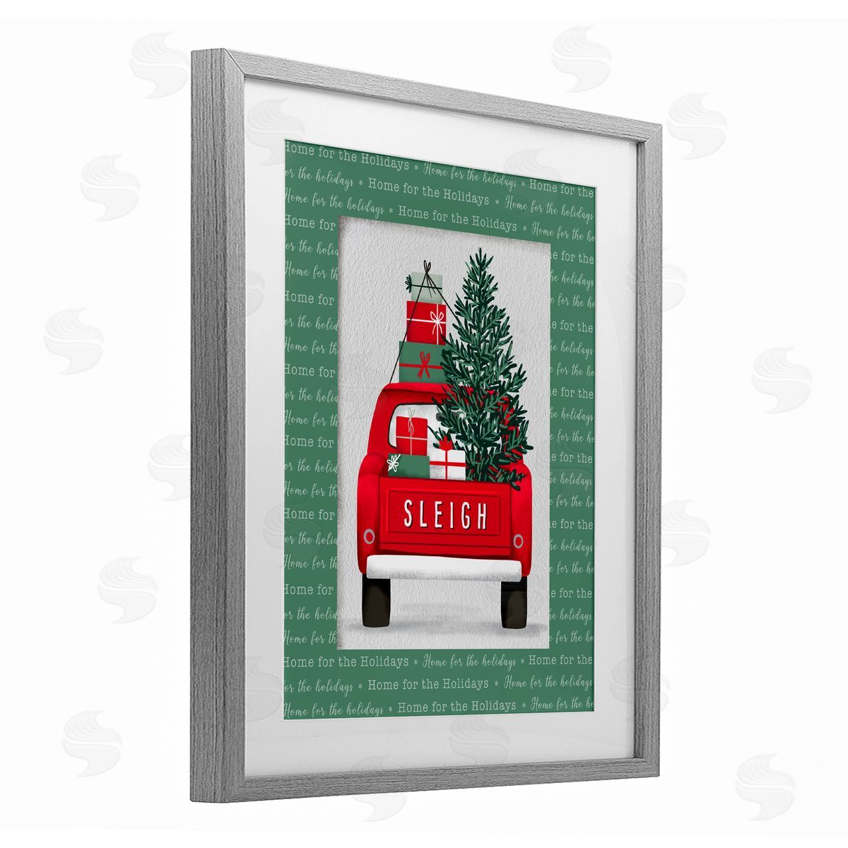 Jilly Jack Designs Sleigh Truck with Christmas Phrases Canvas Wall Art Print