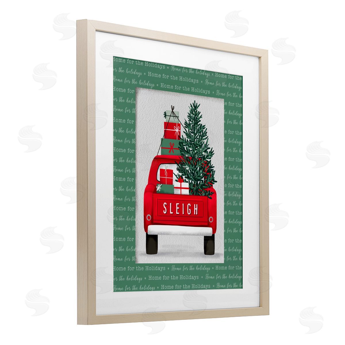 Jilly Jack Designs Sleigh Truck with Christmas Phrases Canvas Wall Art Print