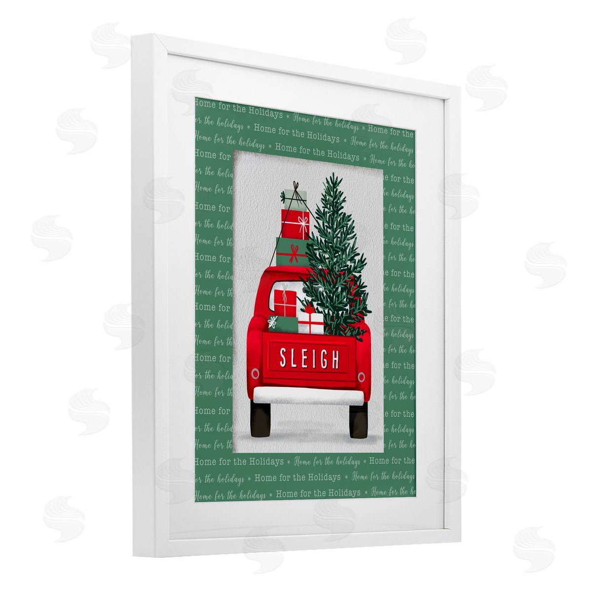 Jilly Jack Designs Sleigh Truck with Christmas Phrases Canvas Wall Art Print