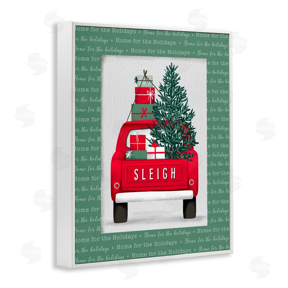 Jilly Jack Designs Sleigh Truck with Christmas Phrases Canvas Wall Art Print