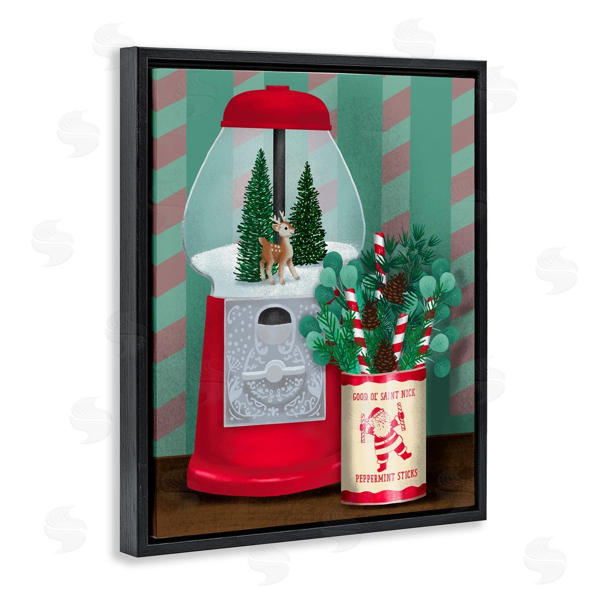 Jilly Jack Designs Vintage Christmas Gumball Machine Canvas Wall Art Print