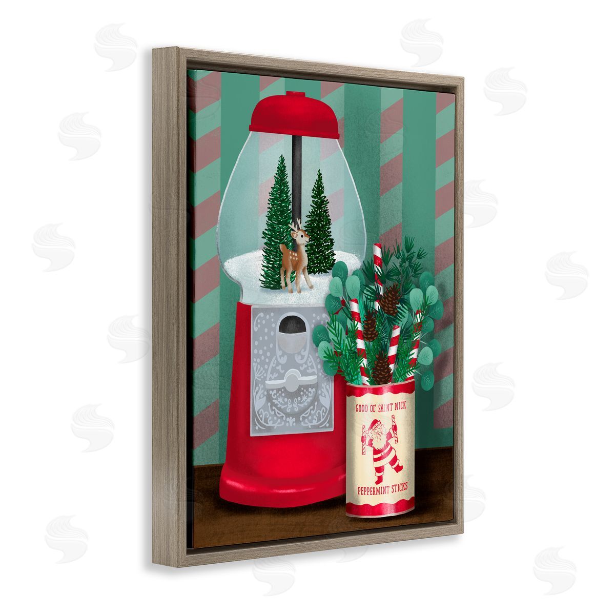 Jilly Jack Designs Vintage Christmas Gumball Machine Canvas Wall Art Print