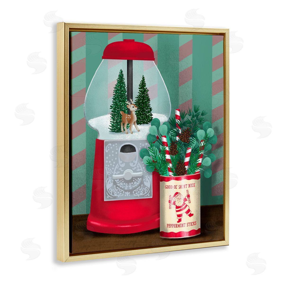 Jilly Jack Designs Vintage Christmas Gumball Machine Canvas Wall Art Print