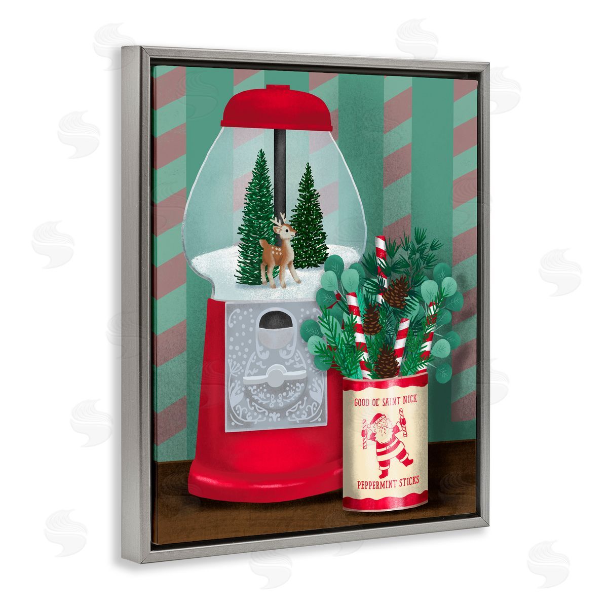 Jilly Jack Designs Vintage Christmas Gumball Machine Canvas Wall Art Print
