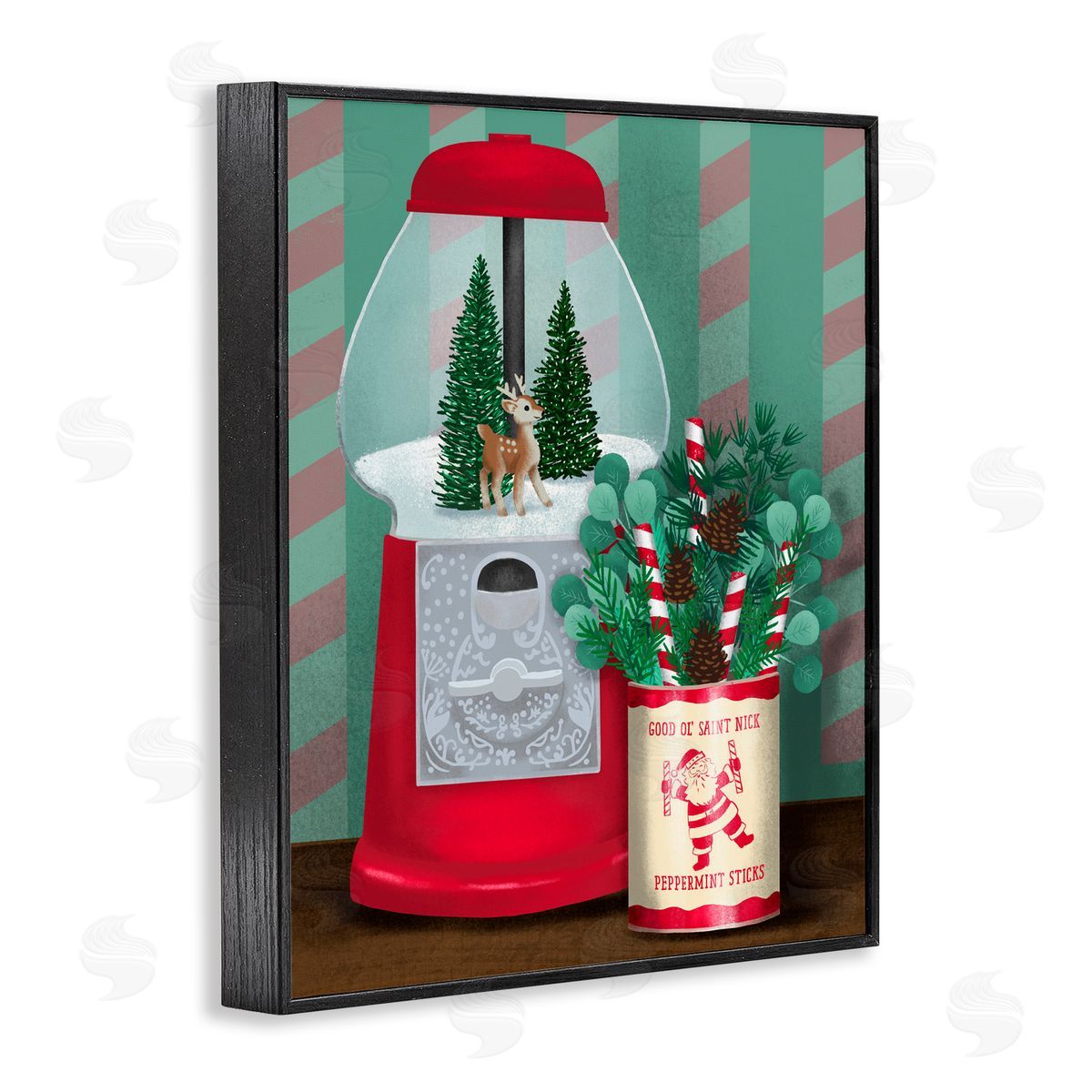 Jilly Jack Designs Vintage Christmas Gumball Machine Canvas Wall Art Print
