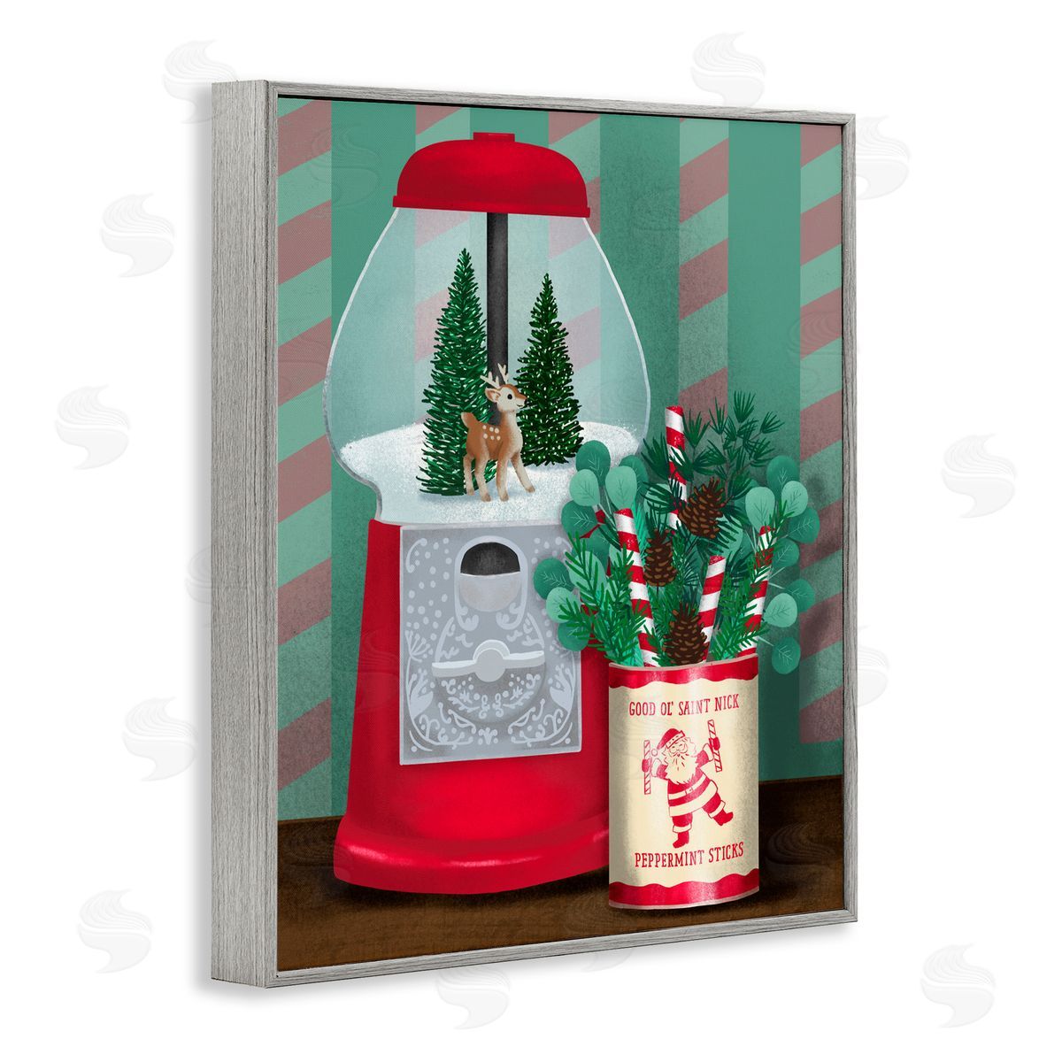 Jilly Jack Designs Vintage Christmas Gumball Machine Canvas Wall Art Print