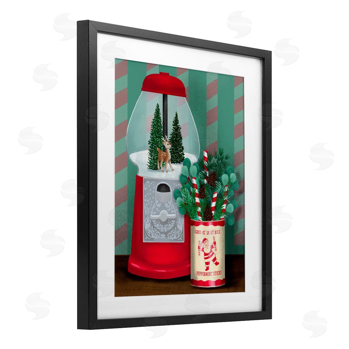 Jilly Jack Designs Vintage Christmas Gumball Machine Canvas Wall Art Print