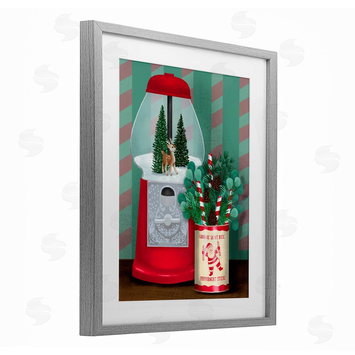 Jilly Jack Designs Vintage Christmas Gumball Machine Canvas Wall Art Print