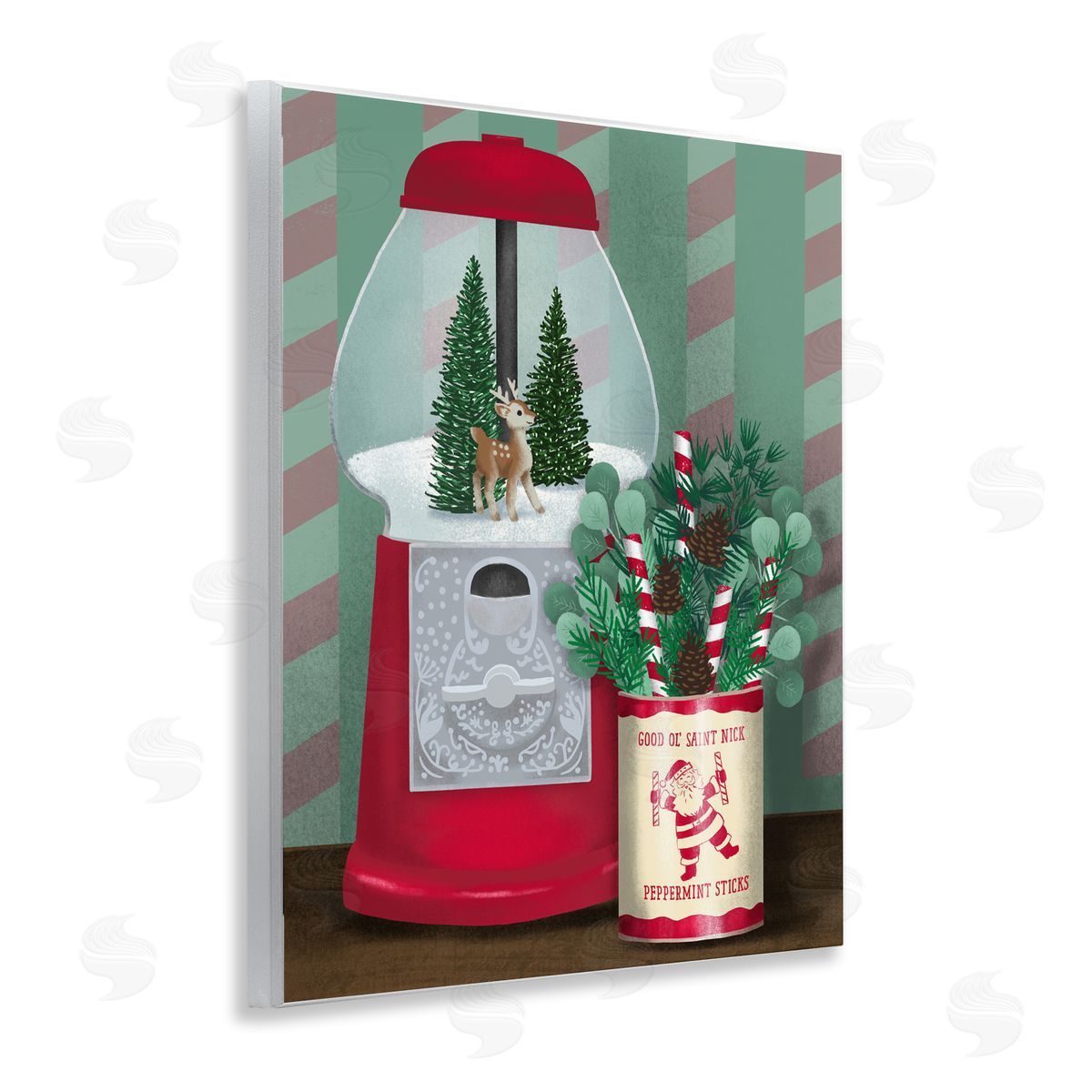 Jilly Jack Designs Vintage Christmas Gumball Machine Canvas Wall Art Print