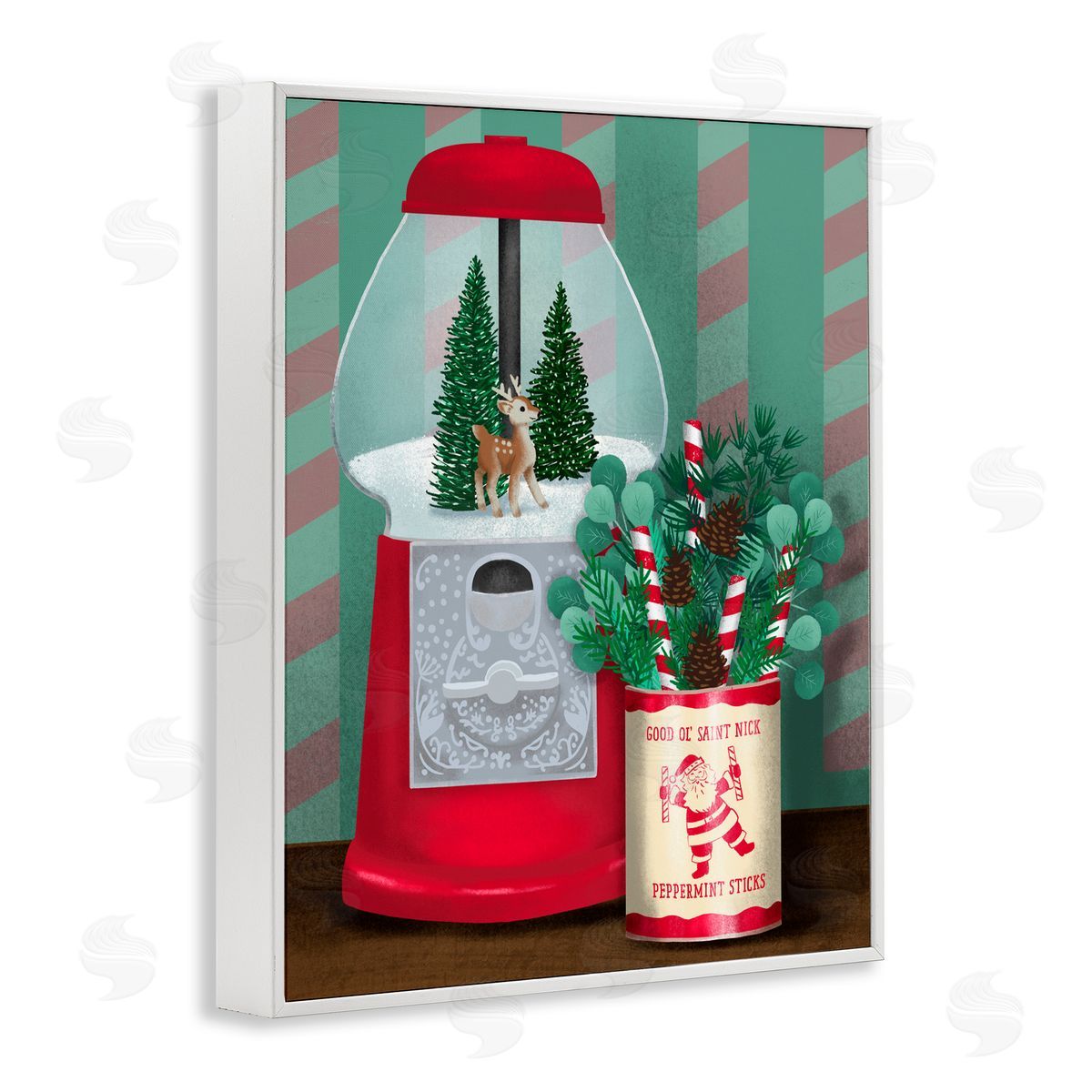 Jilly Jack Designs Vintage Christmas Gumball Machine Canvas Wall Art Print