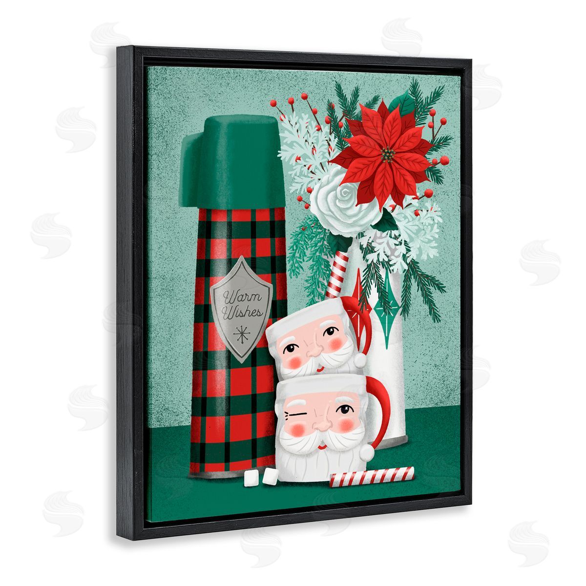 Jilly Jack Designs Vintage Santa Mugs & Thermos Canvas Wall Art Print