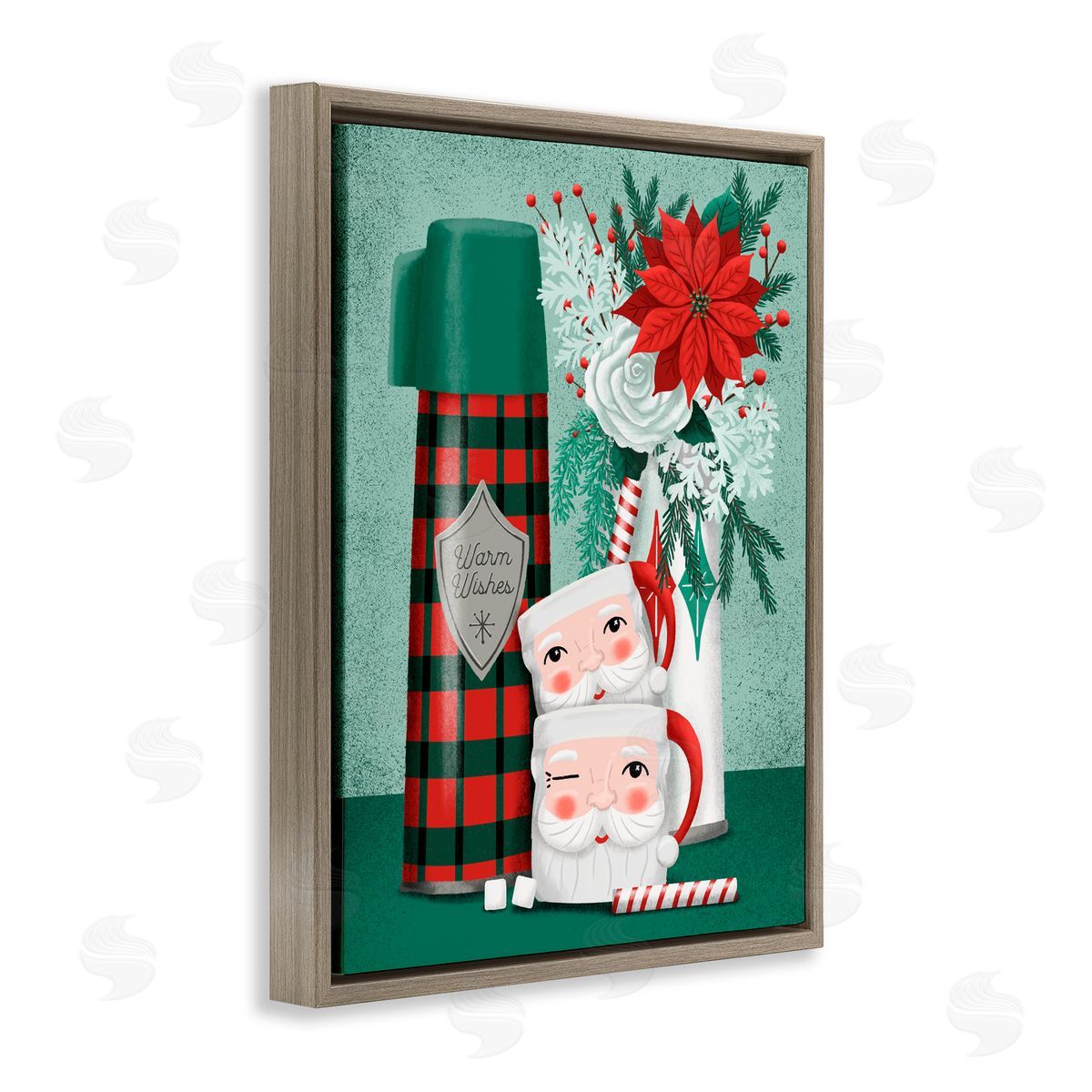Jilly Jack Designs Vintage Santa Mugs & Thermos Canvas Wall Art Print