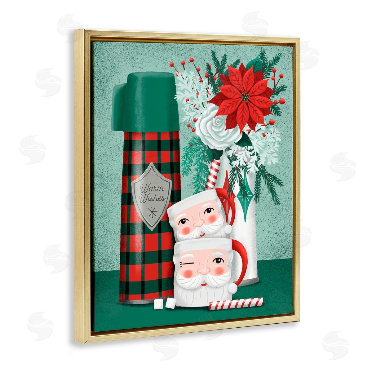 Jilly Jack Designs Vintage Santa Mugs & Thermos Canvas Wall Art Print