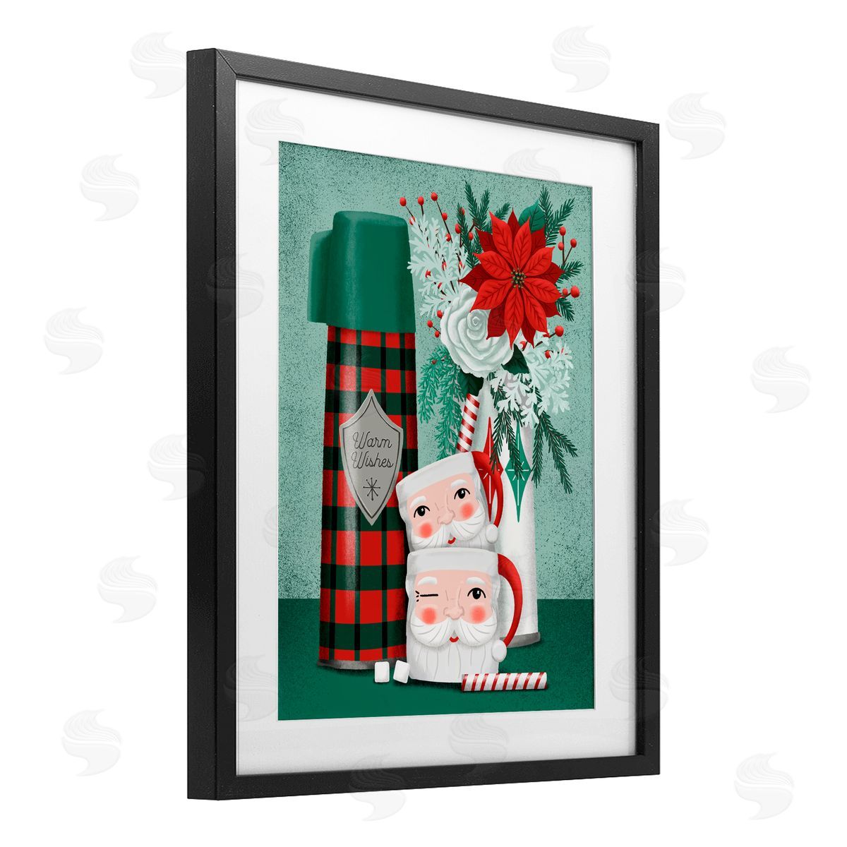 Jilly Jack Designs Vintage Santa Mugs & Thermos Canvas Wall Art Print