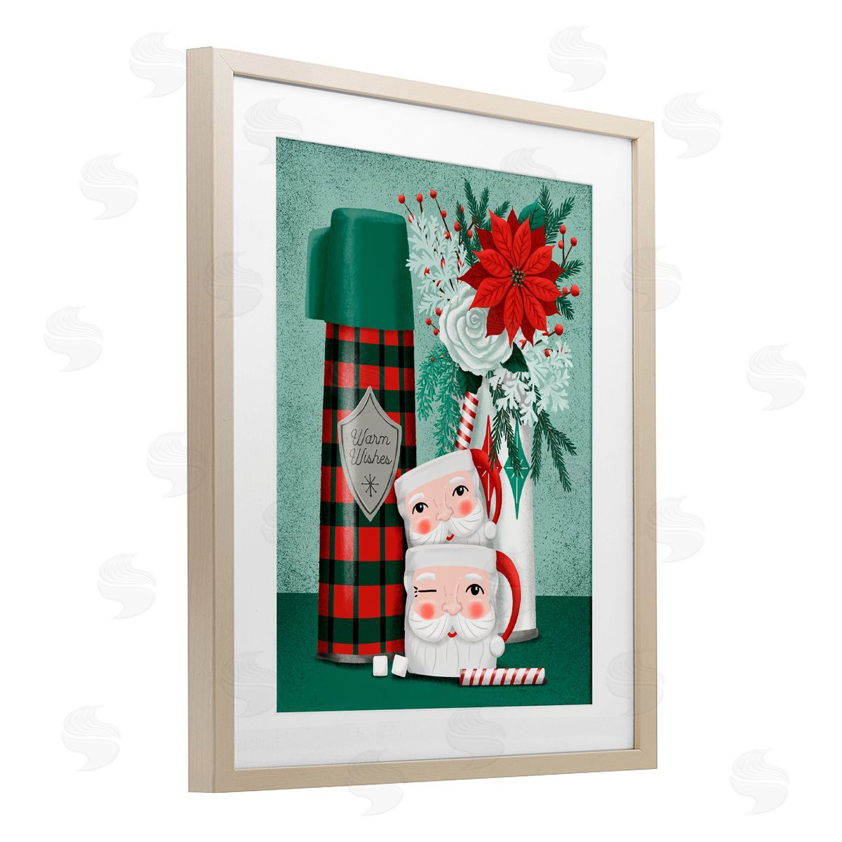 Jilly Jack Designs Vintage Santa Mugs & Thermos Canvas Wall Art Print