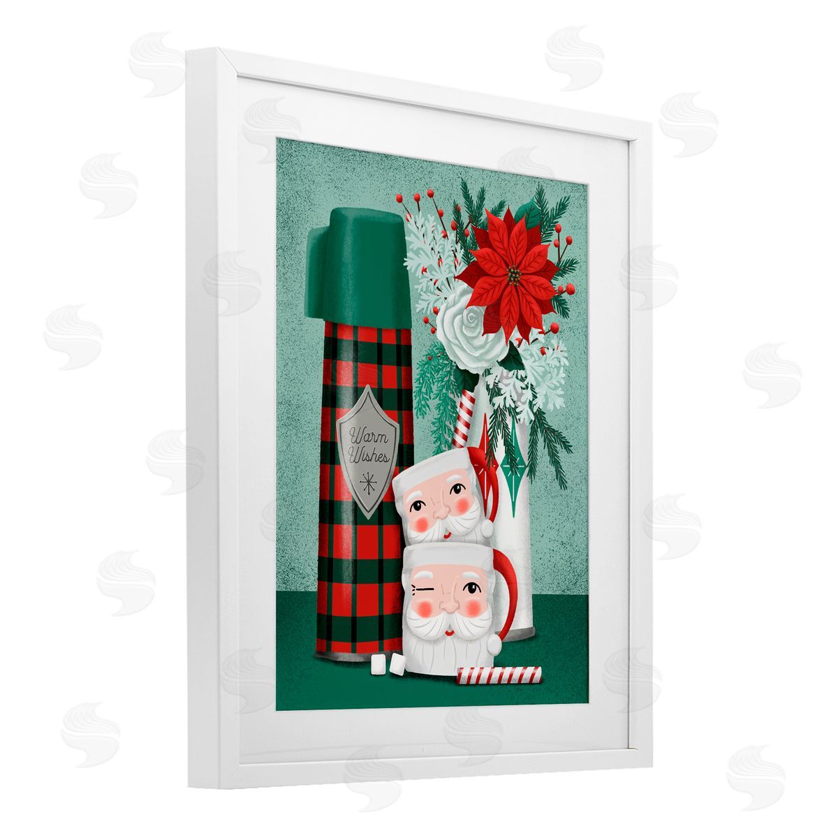 Jilly Jack Designs Vintage Santa Mugs & Thermos Canvas Wall Art Print