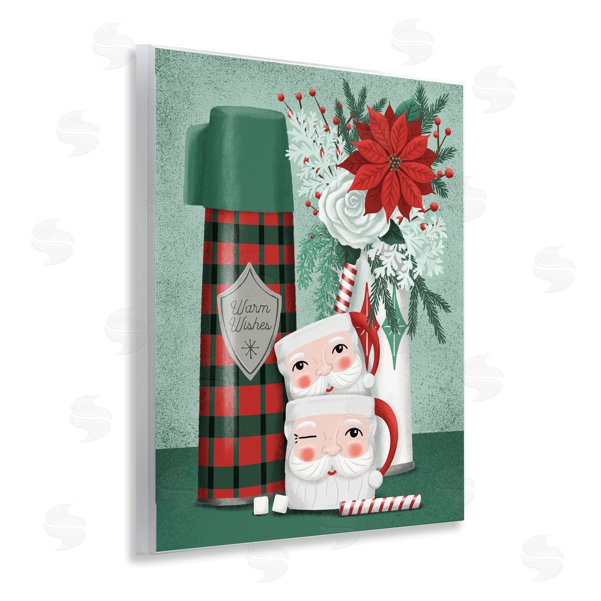 Jilly Jack Designs Vintage Santa Mugs & Thermos Canvas Wall Art Print