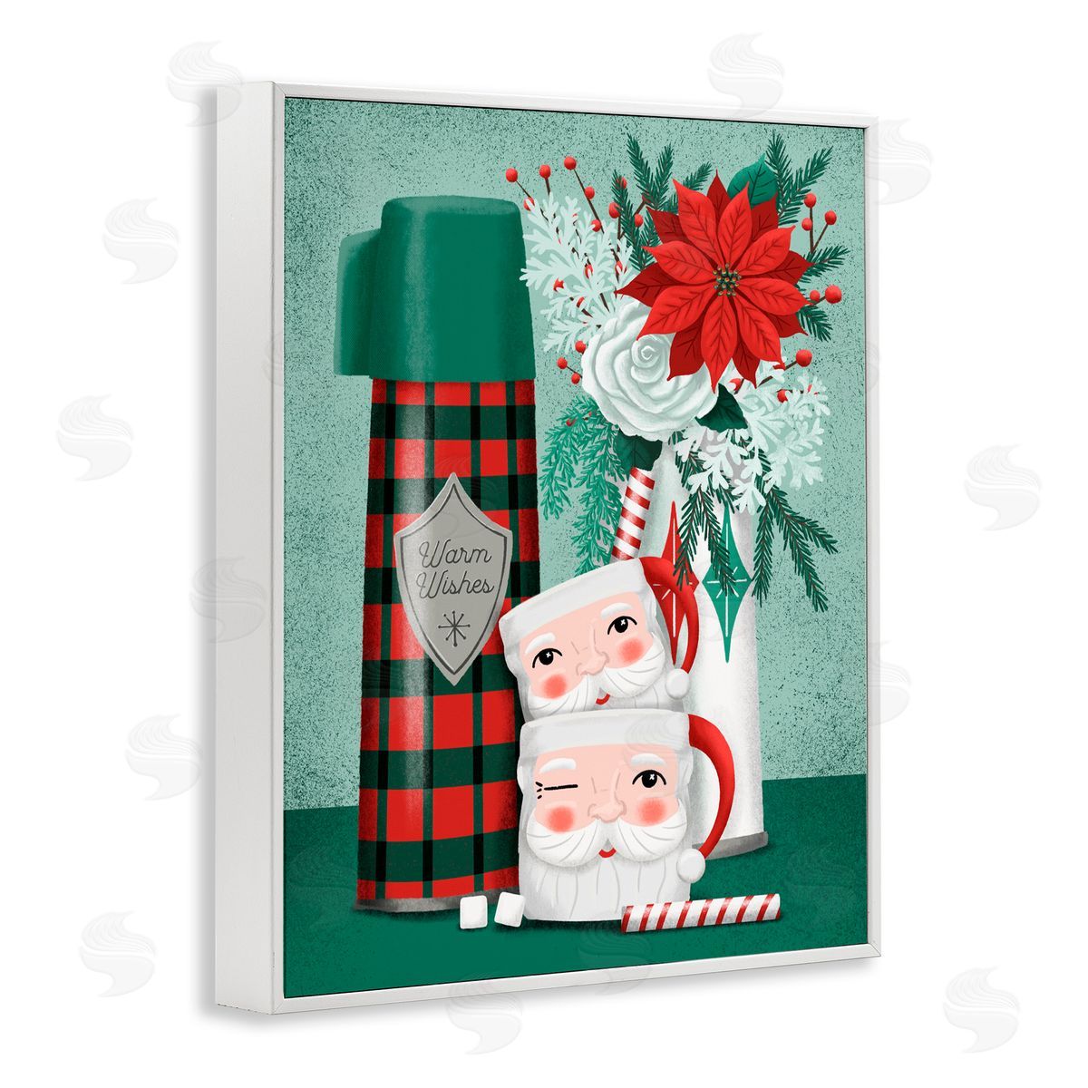 Jilly Jack Designs Vintage Santa Mugs & Thermos Canvas Wall Art Print