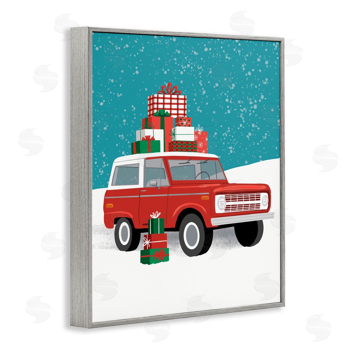 Jilly Jack Designs Red SUV Christmas Time Canvas Wall Art Print