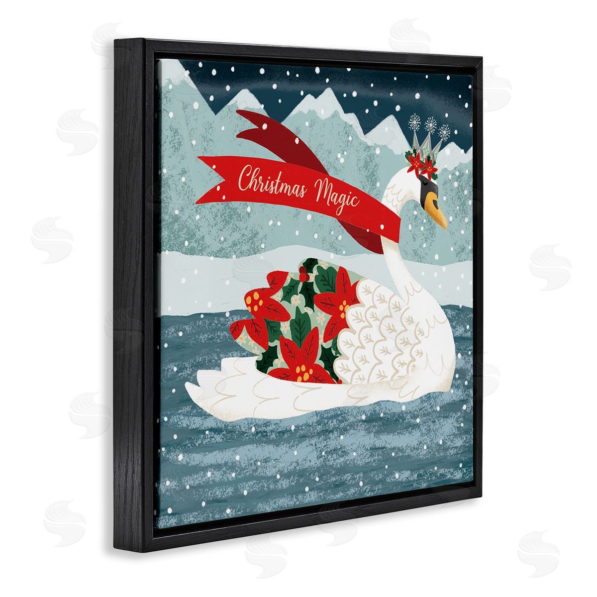 Jilly Jack Designs Christmas Magic Enchanted Swan Canvas Wall Art Print