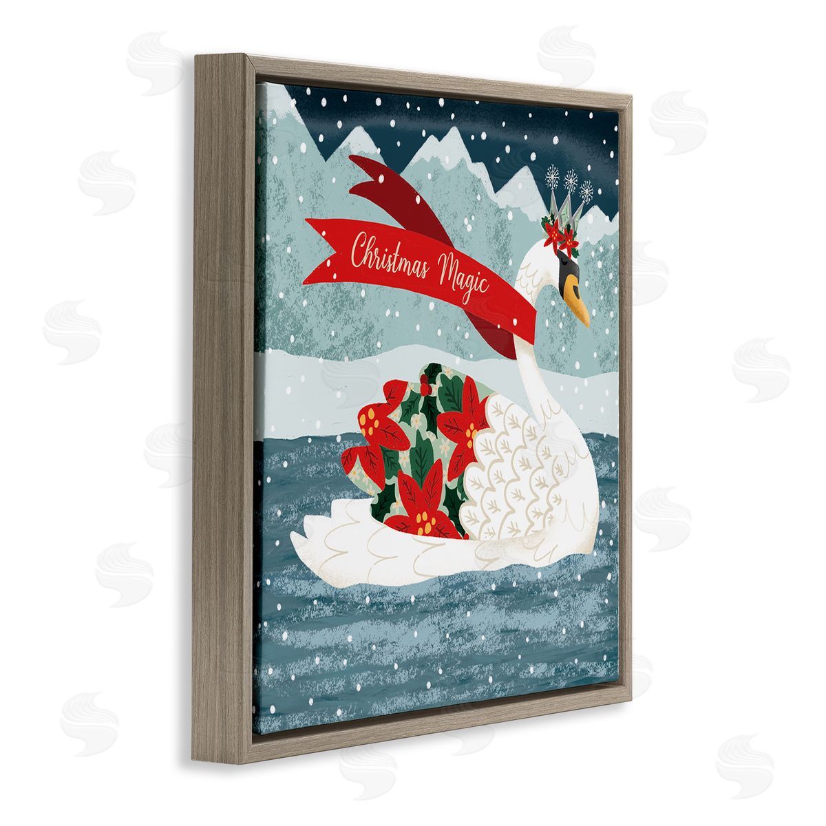 Jilly Jack Designs Christmas Magic Enchanted Swan Canvas Wall Art Print