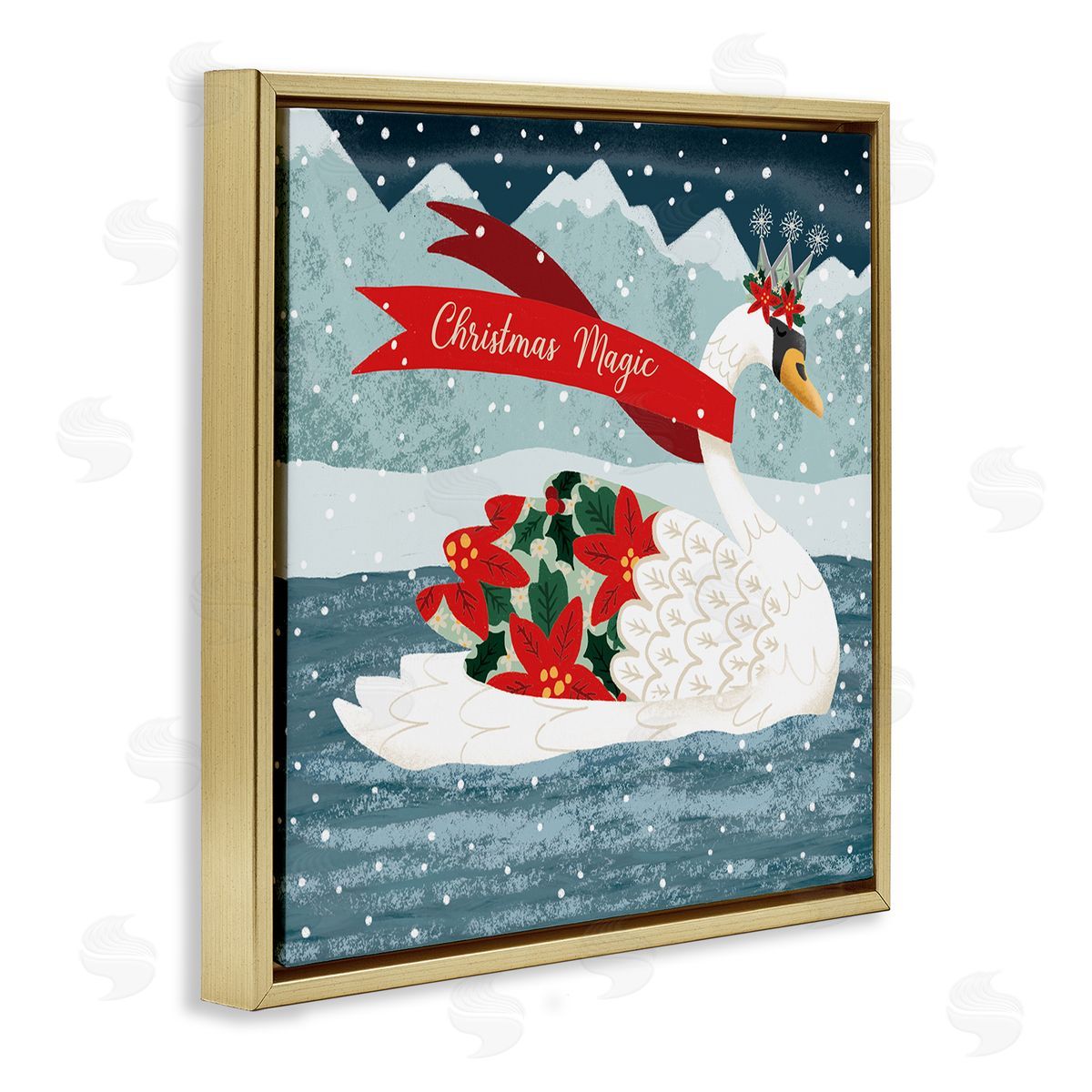 Jilly Jack Designs Christmas Magic Enchanted Swan Canvas Wall Art Print