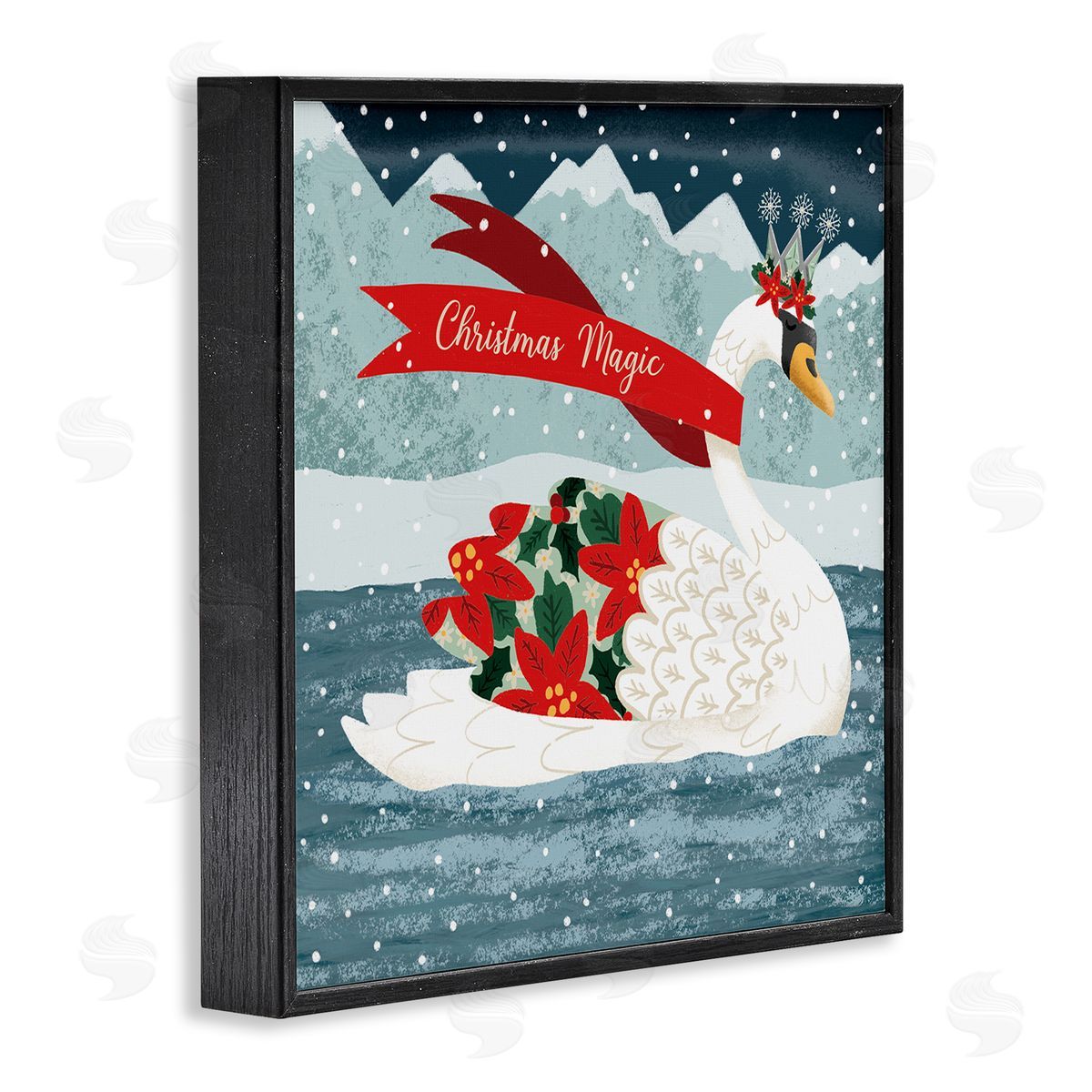 Jilly Jack Designs Christmas Magic Enchanted Swan Canvas Wall Art Print