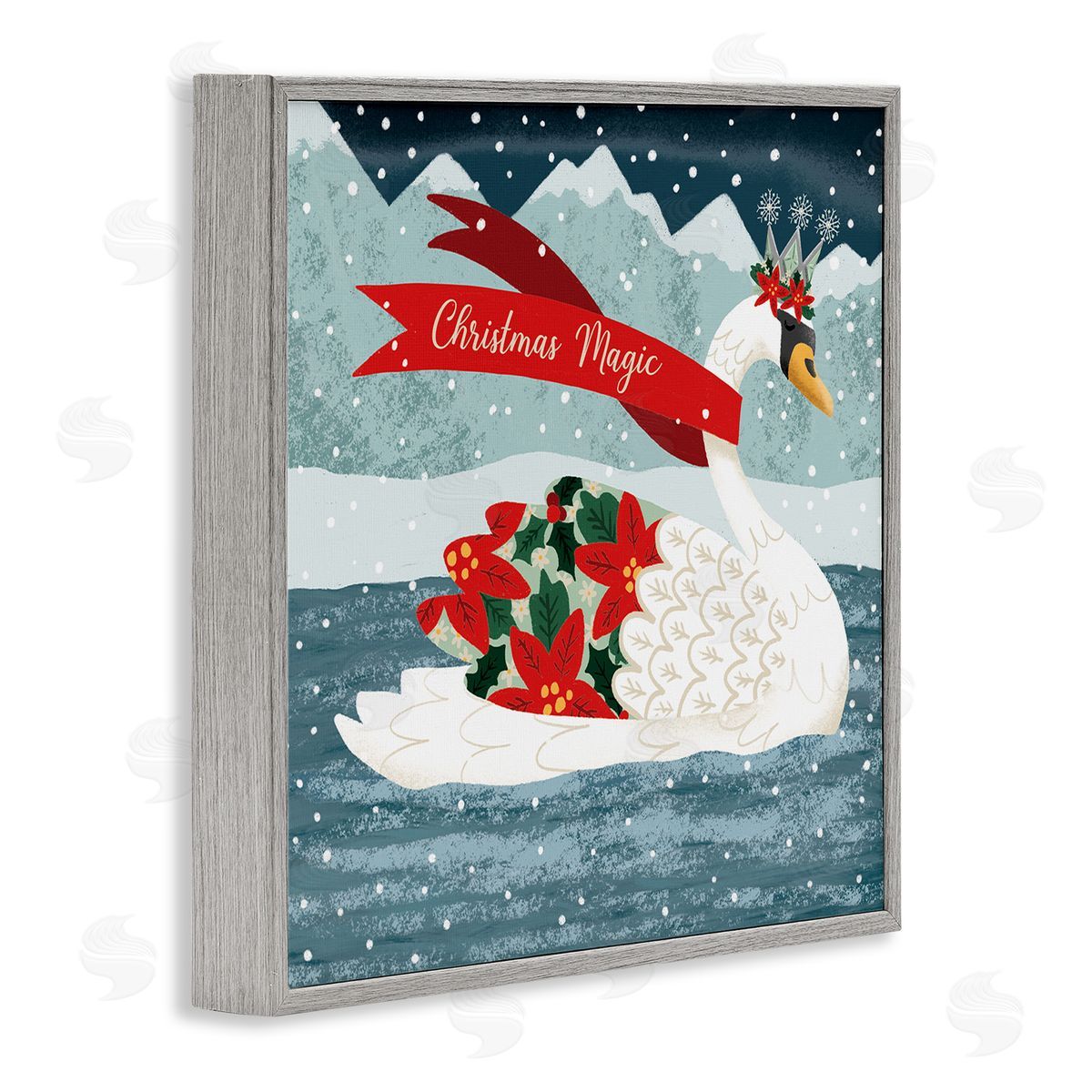 Jilly Jack Designs Christmas Magic Enchanted Swan Canvas Wall Art Print