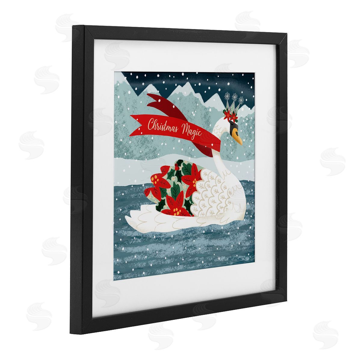 Jilly Jack Designs Christmas Magic Enchanted Swan Canvas Wall Art Print