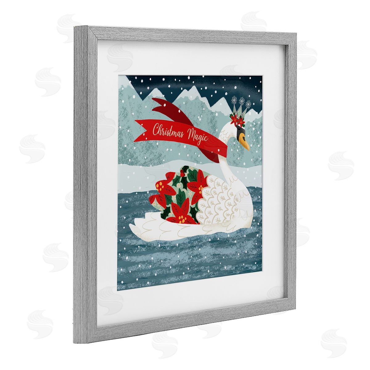 Jilly Jack Designs Christmas Magic Enchanted Swan Canvas Wall Art Print