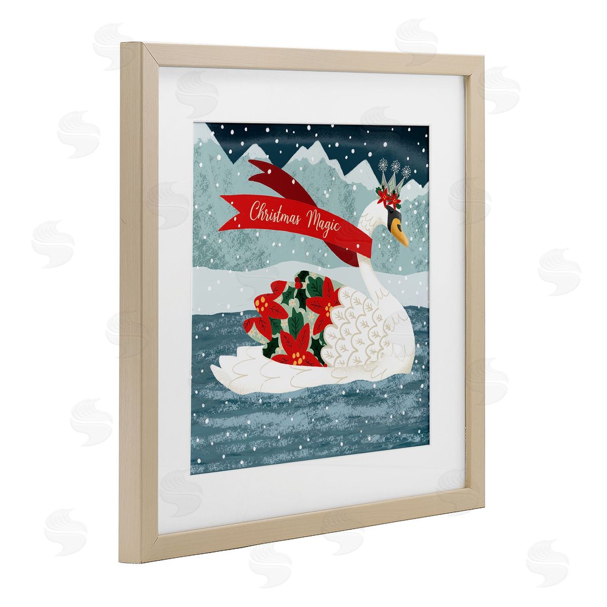 Jilly Jack Designs Christmas Magic Enchanted Swan Canvas Wall Art Print