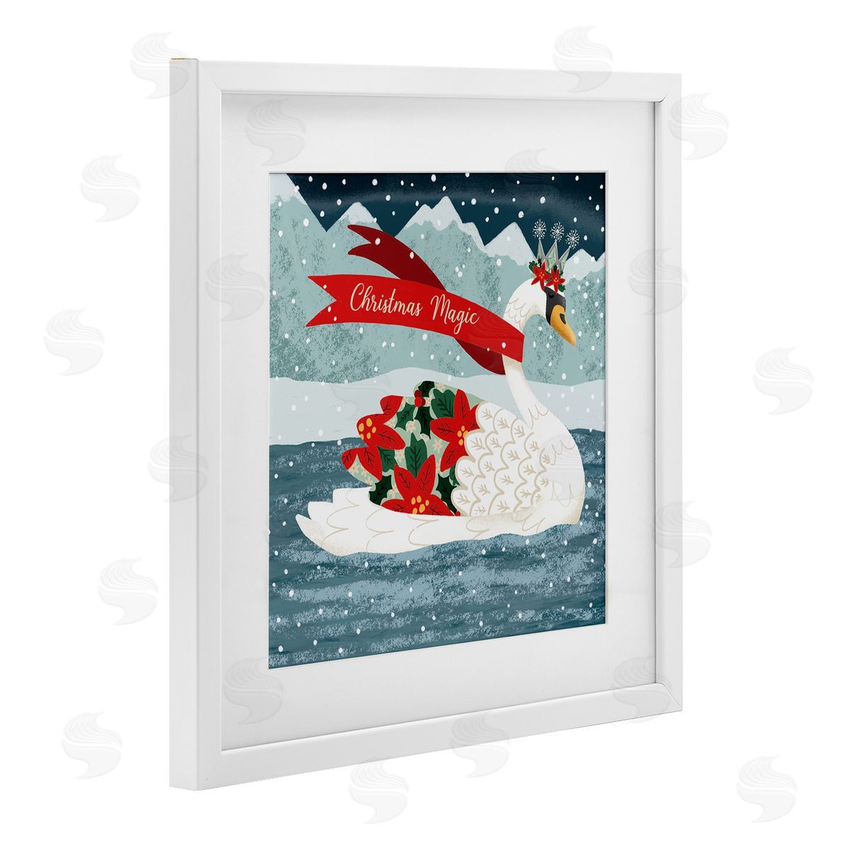 Jilly Jack Designs Christmas Magic Enchanted Swan Canvas Wall Art Print